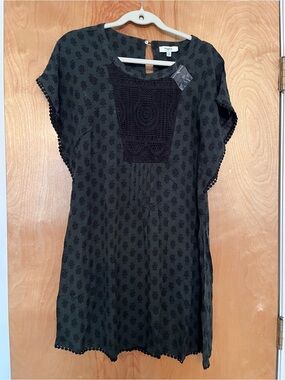 Hayden Black Mini Dress with Crochet Yoke